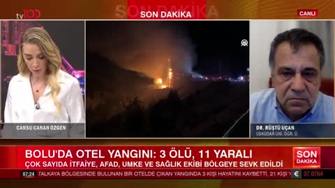 Bolu’da Otel Yangını l TV 100 l Rüştü Uçan